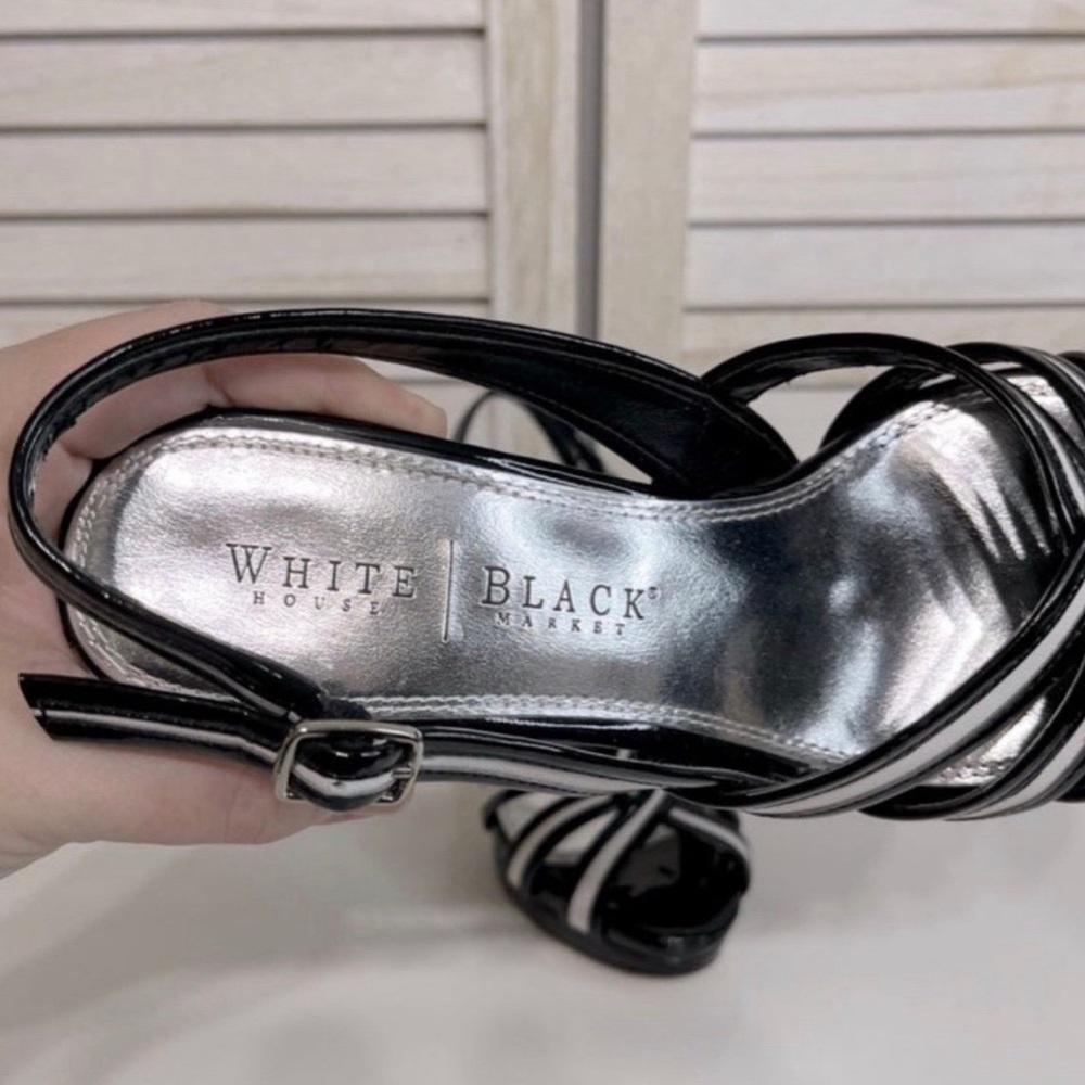 WHBM Black & White Patent Leather Heels Size 8M PRICE FIRM - Picture 6 of 11